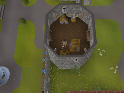 Search the crate in the left-hand tower of Lumbridge Castle..png